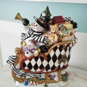 Festive Snowman Sleigh Figurine